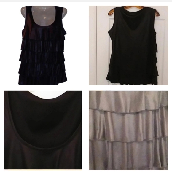 💙🌹 BLACK top with ruffles in front - Picture 1 of 13